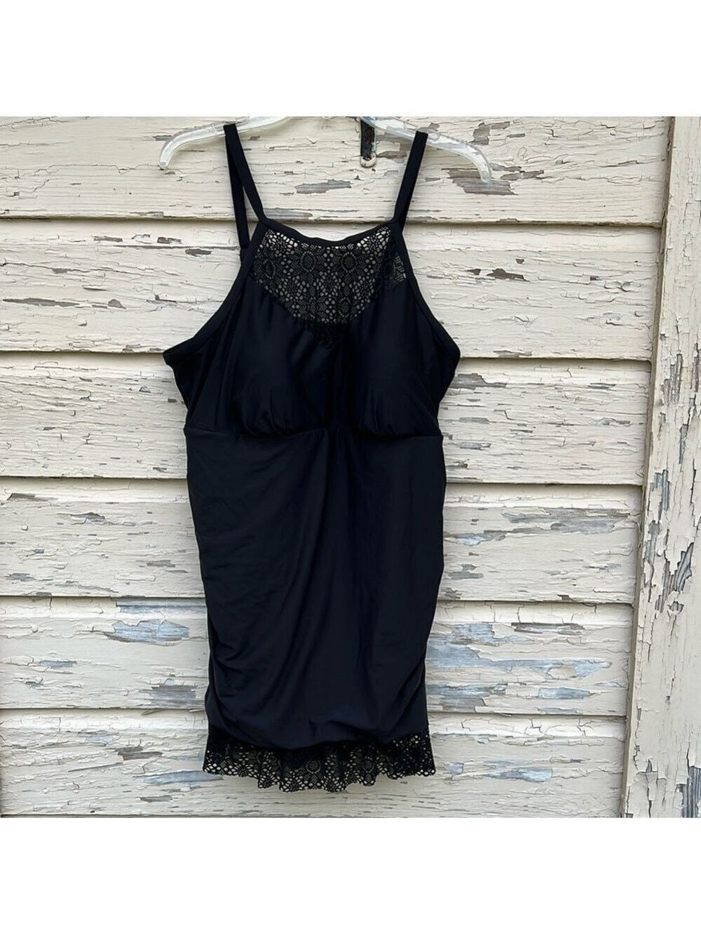 Apartment Apt. 9 Black Lace One Piece Swimsuit Dress Skirt Size 2X H10 Summer